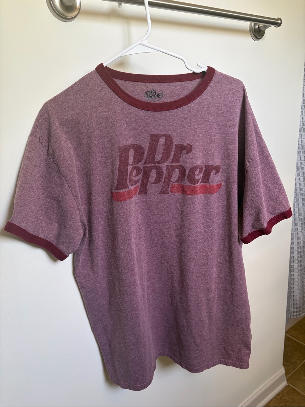 Dr Pepper Men's Retro Ringer Tee in Heather Burgundy